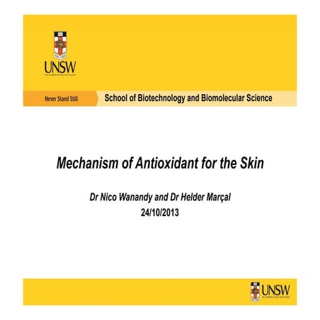 Nico wanandy unsw mechanism of antioxidant for the skin | PDF