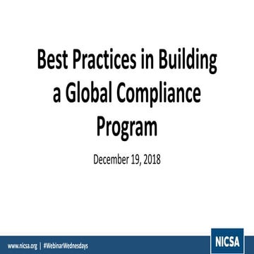 Best Practices in Building a Global Compliance Program