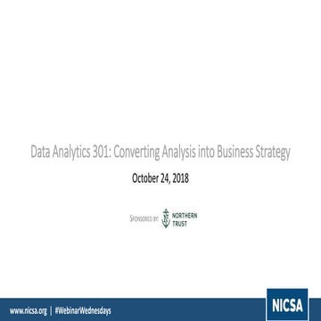 Data Analytics 301: Converting Analysis into Business Strategy