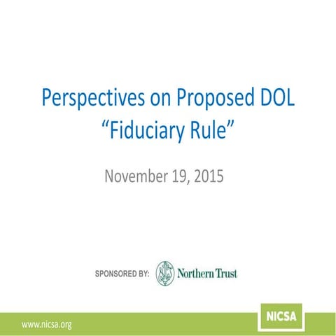 Webinar | Perspectives on the Proposed DOL "Fiduciary Rule"