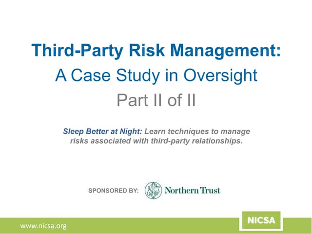 Third-Party Risk Management: A Case Study in Oversight