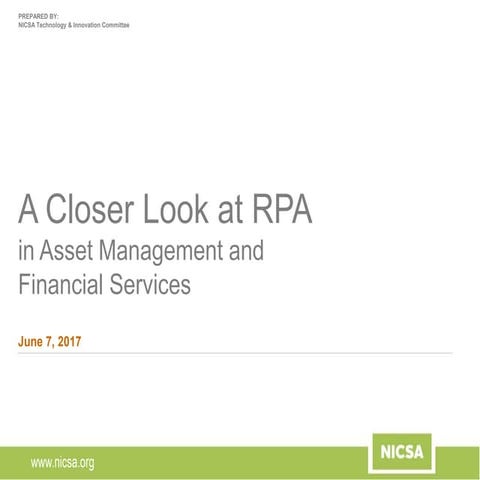 A Closer Look at RPA in Financial Services