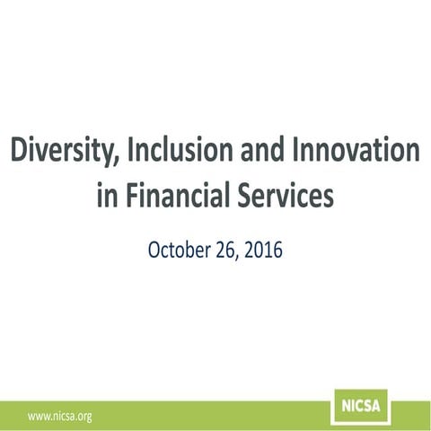 Diversity, Inclusion and Innovation in Financial Services