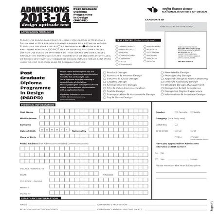 Nid 2013 pgdpd forms