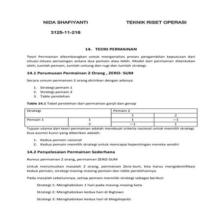 TEORI PERMAINAN (GAME THEORY)