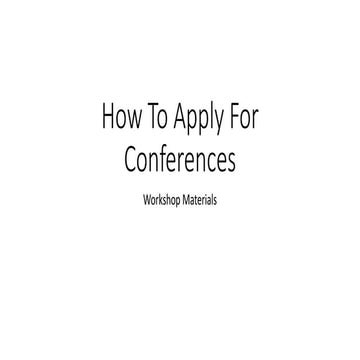 How To Apply To Conferences Handout Sheets