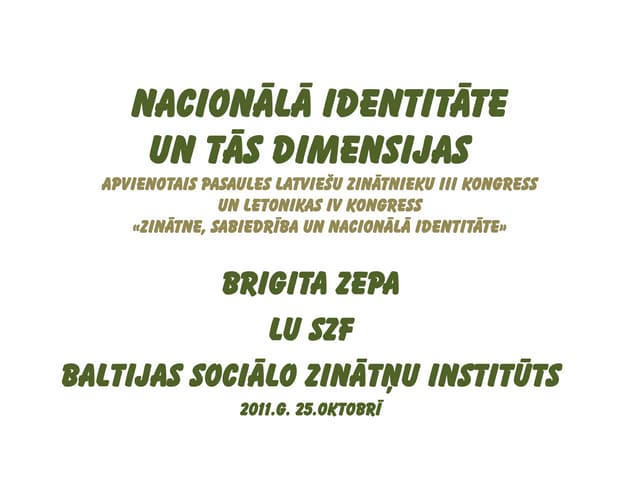 Nacionālā identitāte un tās dimensijas