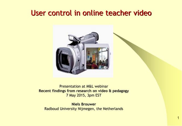 M&L webinar: Recent findings from research on video & pedagogy