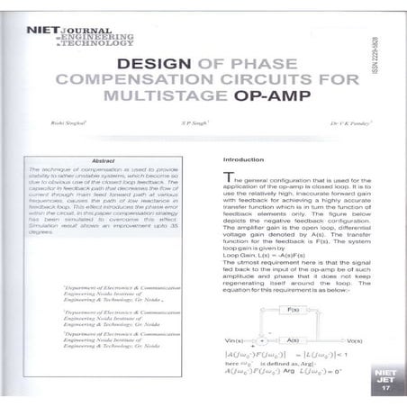Design Of Phase Compensation Circuits For Multistage OP-AMP | PDF