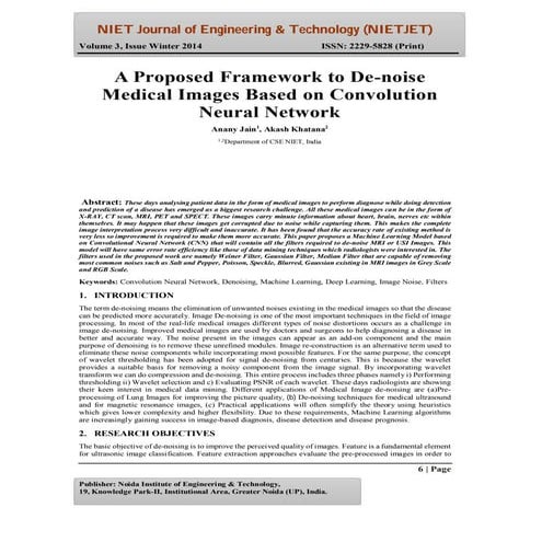 A Proposed Framework to De-noise Medical Images Based on Convolution Neural N...