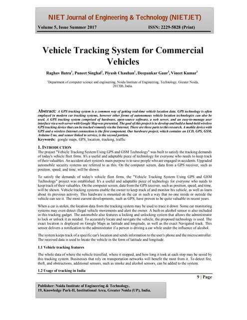 Vehicle Tracking System For Commercial Vehicles