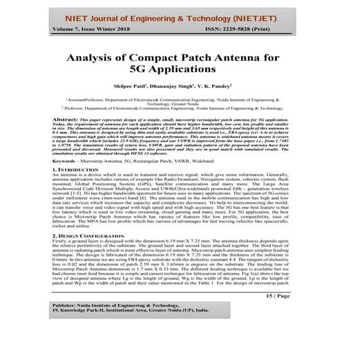 Design and Analysis of MIMO Patch Antenna for 5G Wireless Communication ...