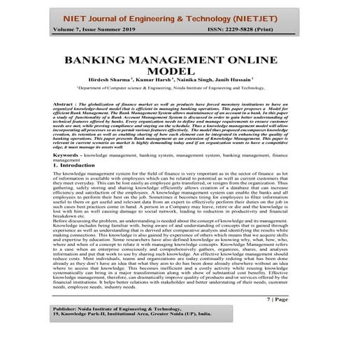 BANKING MANAGEMENT ONLINE MODEL