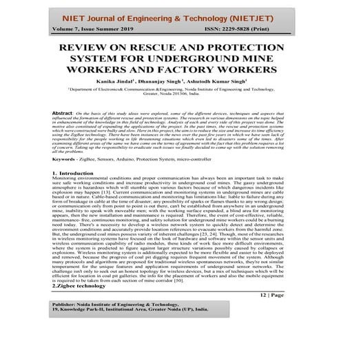 REVIEW ON RESCUE AND PROTECTION SYSTEM FOR UNDERGROUND MINE WORKERS AND FACTO...
