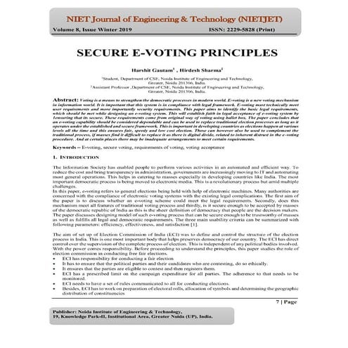 SECURE E-VOTING PRINCIPLES | PDF