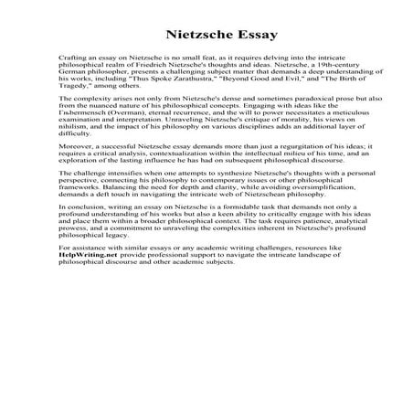 Nietzsche Essay. Southwestern Michigan College