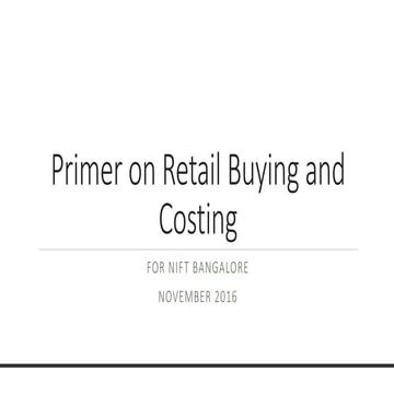 Primer on Retail Buying and Costing