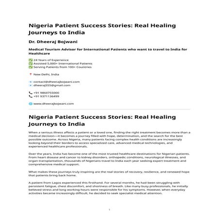 Nigerian Patient Success Stories: Real Experiences at Indian Hospitals ...