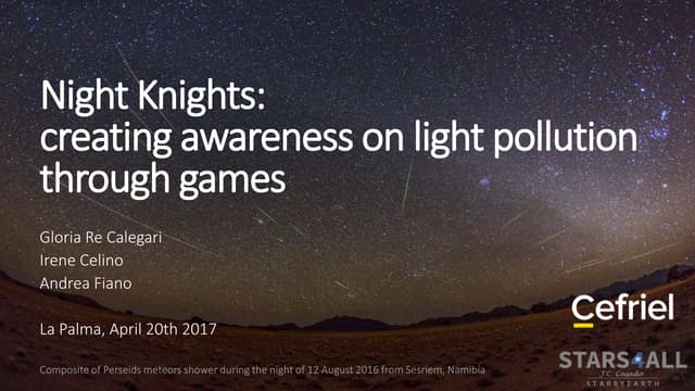 Night Knights: creating awareness on light pollution through games