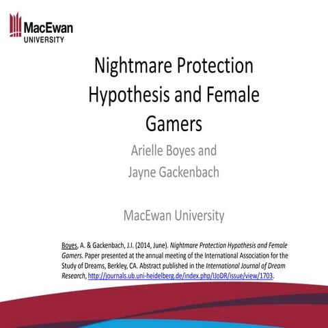 Nightmare protection hypothesis and female gamers