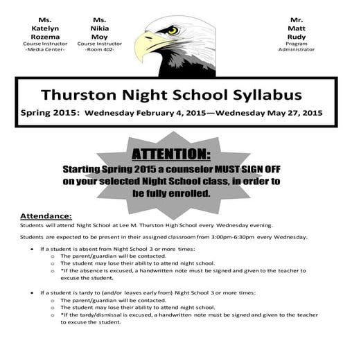 THS Night School Syllabus