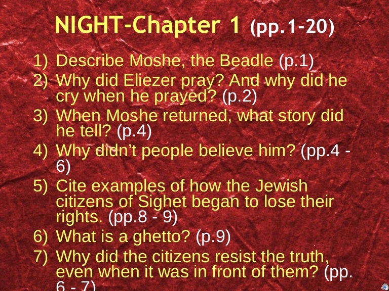 Night Chapter 4 Quotes Night—Study Questions Chapter By Chapter