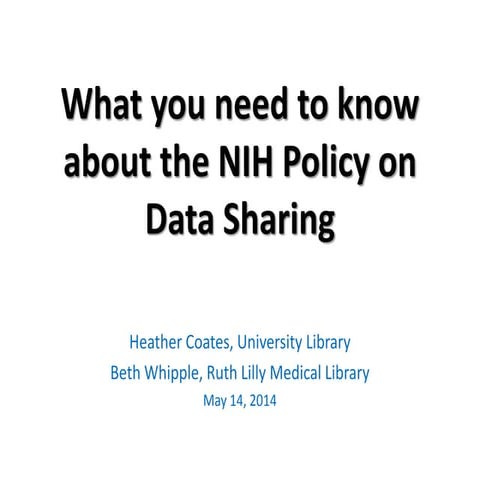 NIH Data Sharing Plan Workshop - Slides