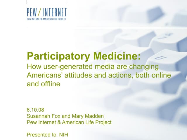 Participatory Medicine at NIH