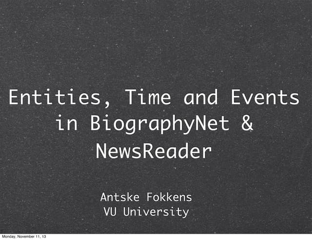 Entities, Time and Events in Biogra...