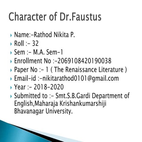 Character Of Dr. Faustus
