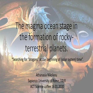 The magma ocean stage in the formation of rocky-terrestrial planets