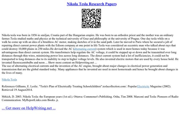Nikola Tesla Research Papers | PPT