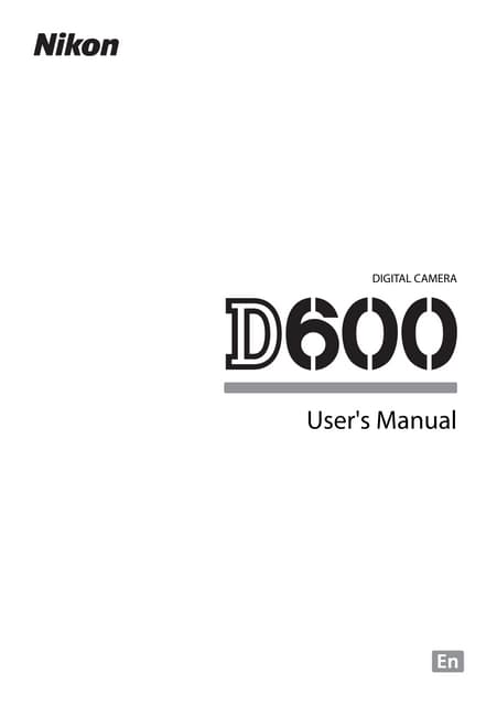 Nikon D600 User Manual | PDF