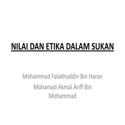 Nilai dan etika dalam sukan