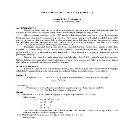 Nilai eigen dari matriks simetris