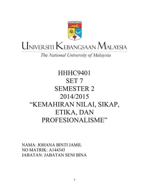Nilai sikap etika profesionalisme