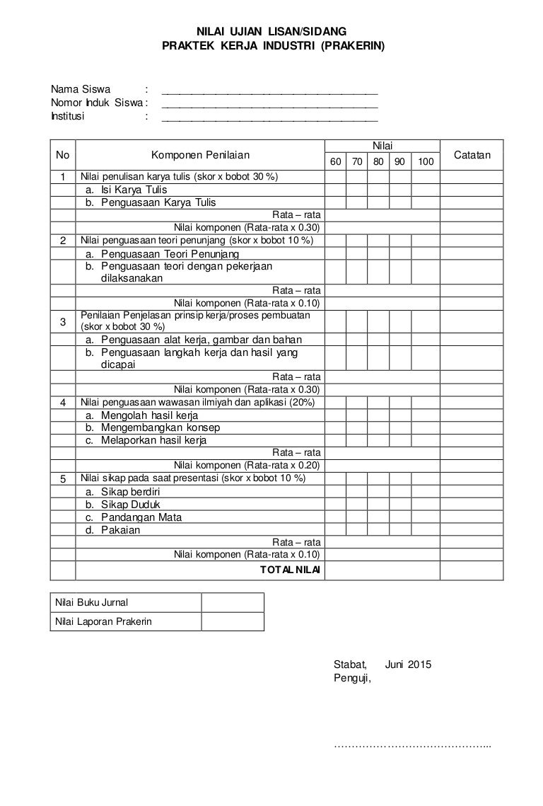Nilai ujian lisan