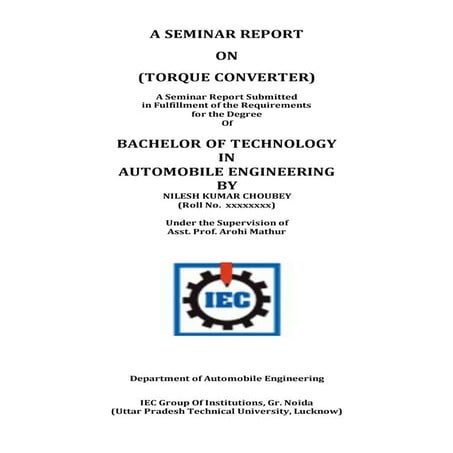 Best Seminar report on Torque converter 