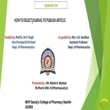 How to select a journal to publish Article