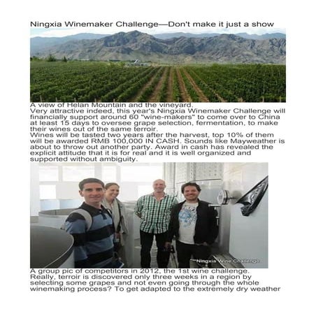 Ningxia wine challenge a show or a view