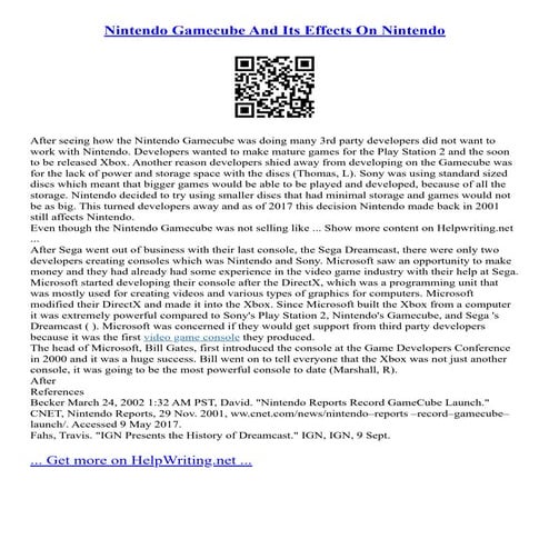 Nintendo Gamecube And Its Effects On Nintendo