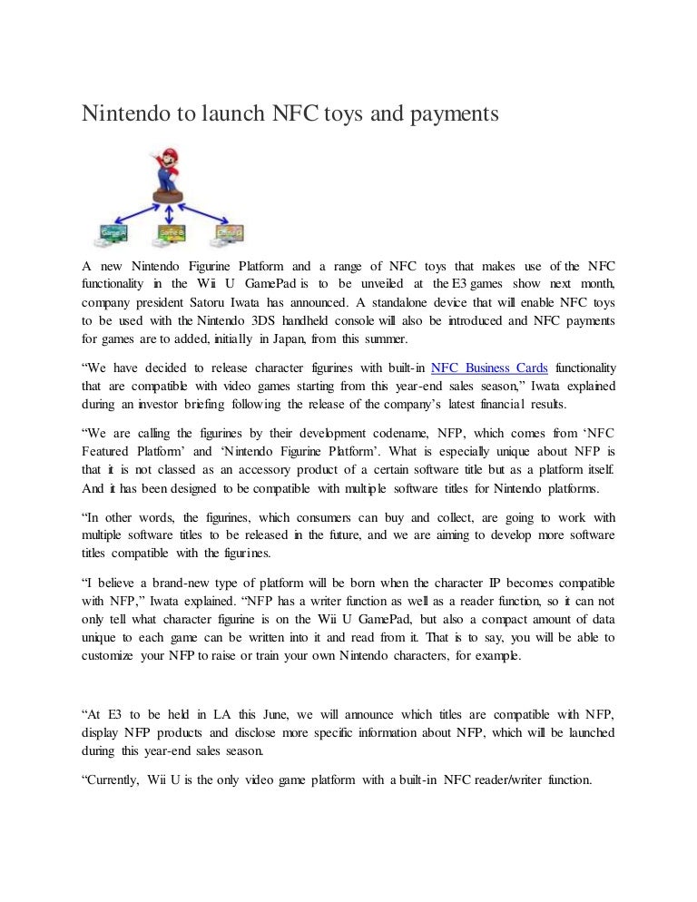 nintendo to launch nfc toys and payments other words for compatible