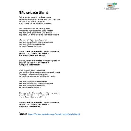 Niño soldado_Letra Ska-p