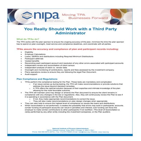 You Really Should Work with a TPA and Here's Why