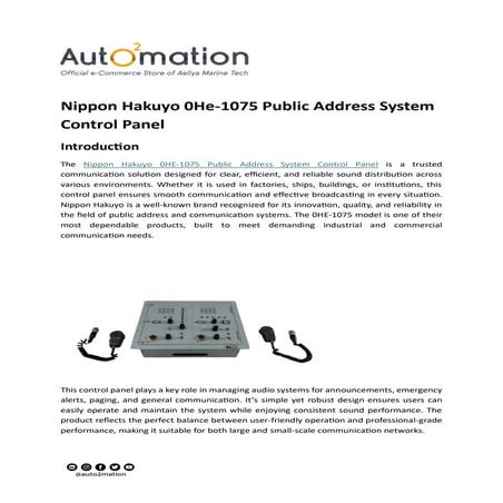 Nippon Hakuyo 0He-1075 Public Address System Control Panel.pdf