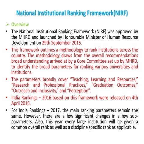 NIRF- 2021 (National Institutional Ranking Framework- 2021)