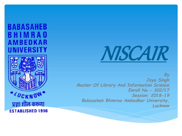 NISCAIR by Jaya Singh