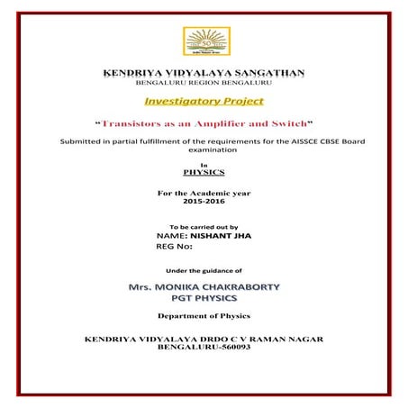 Physics Investigatory Project