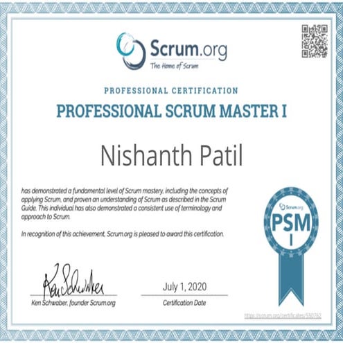 Professional Scrum Master level I (PSM I)