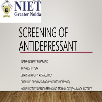 Screening of antidepressant